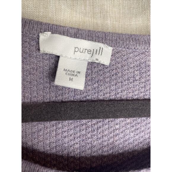 Pure Jill Top Sz Medium -Purple-Cashmere Blend Waffle Knit Boxy Comfy Casual - Picture 2 of 8